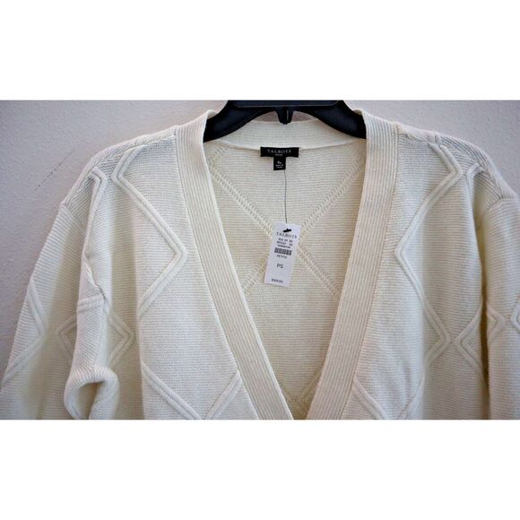 Talbots Women's Petite Sz S Cream Merino Wool Blend Sweater Cardigan - Picture 3 of 8